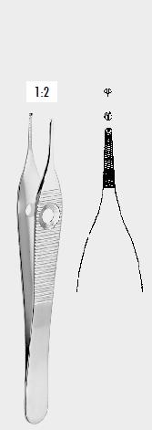 Пінцет АДСОН (ADSON), з перехресними насічками, з двома отворами, 12,0 см (cm)
